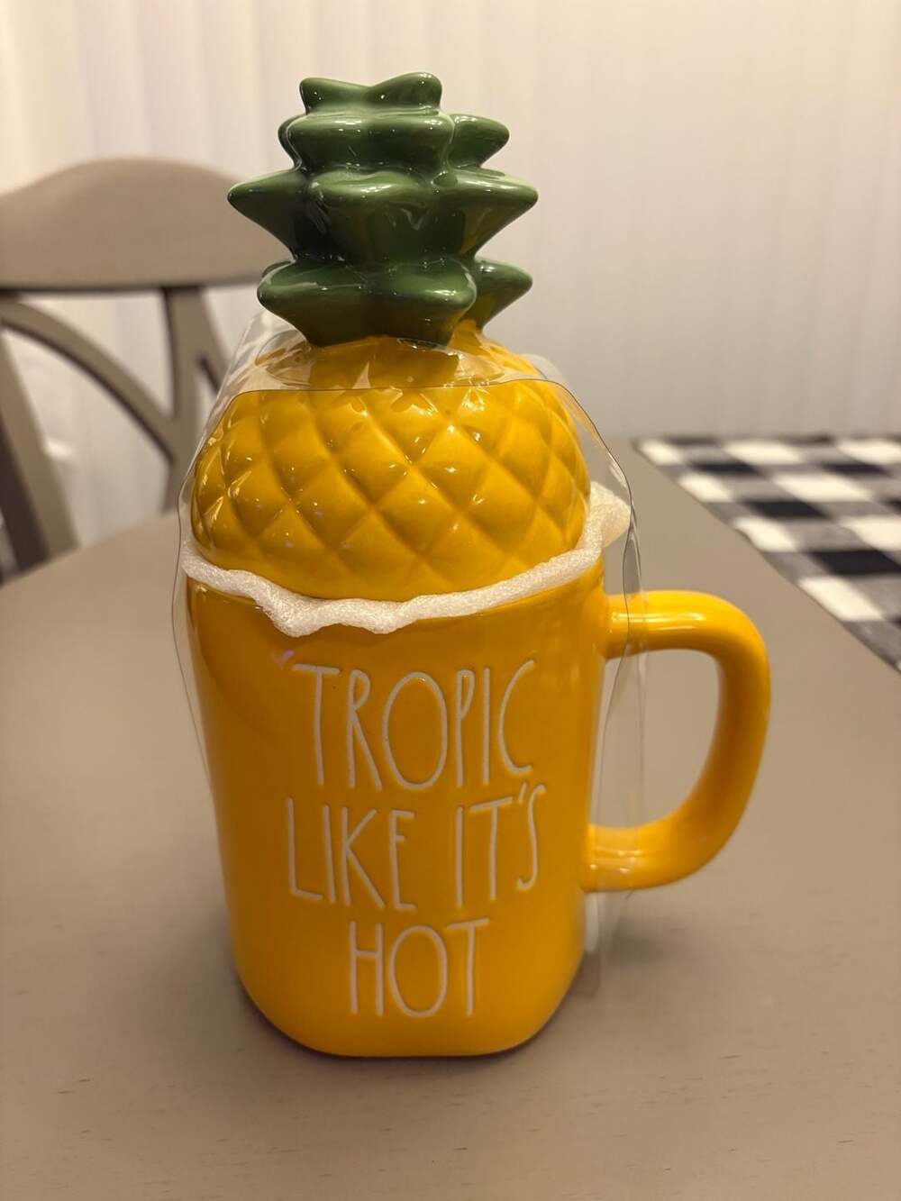 Rae Dunn Tropic Like Its Hot Pineapple Figural Coffee Mug With Lid